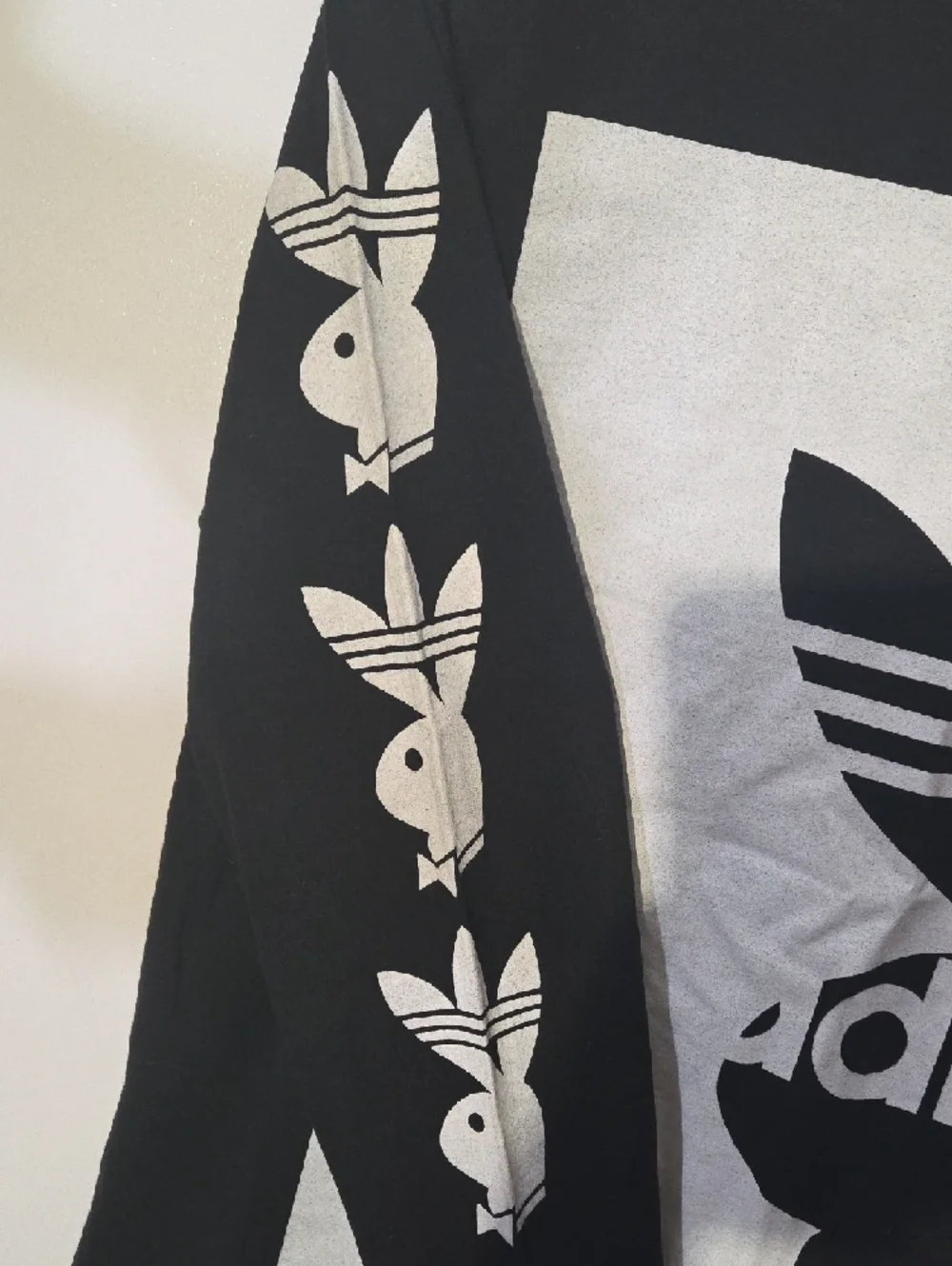 Aintnobodycool Adidas x Playboy - Black & White Graphic Long Sleeve Tee - Picture 6 of 6